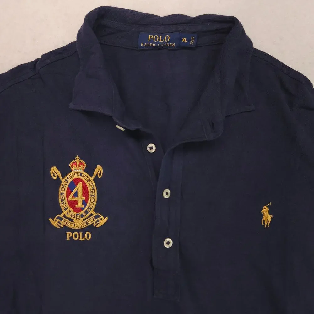 Regal Polo by Ralph Lauren Navy Embroidered Crest Long-Sleeve Polo Shirt